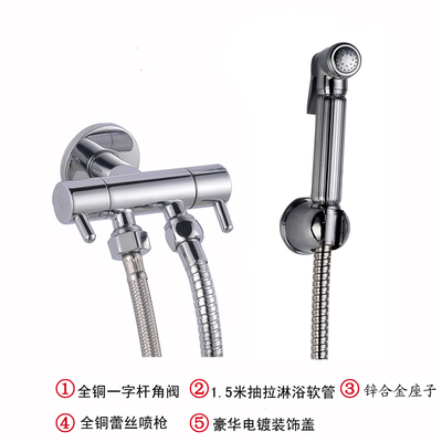 圣雪 全銅增壓噴頭馬桶三通角閥噴槍套裝 手持小花灑婦洗器沖洗器 _一淘網